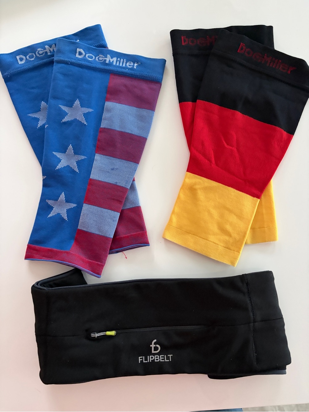 DocMiller Athletic Compression Calf Sleeves - Blue/Red and Black/Yellow